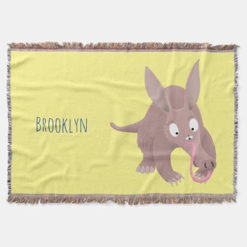 Cute funny aardvark cartoon throw blanket