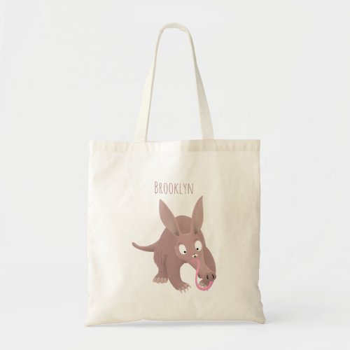 Cute funny aardvark cartoon tote bag