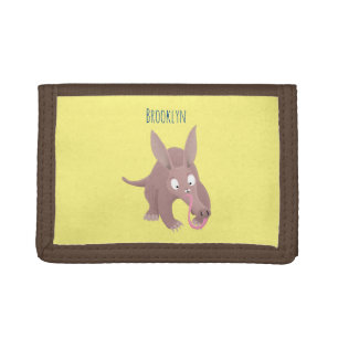 Cute funny aardvark cartoon trifold wallet