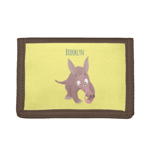 Cute funny aardvark cartoon trifold wallet