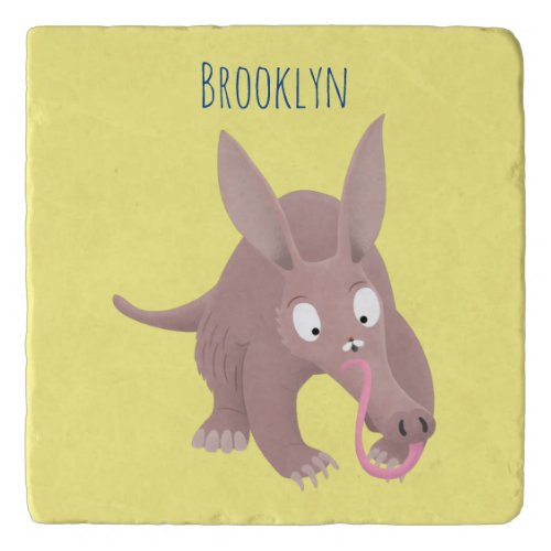 Cute funny aardvark cartoon  trivet
