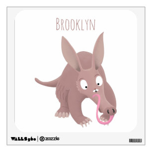 Cute funny aardvark cartoon wall decal