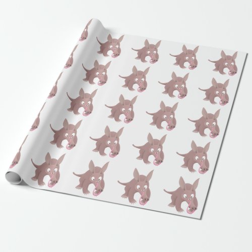 Cute funny aardvark cartoon wrapping paper