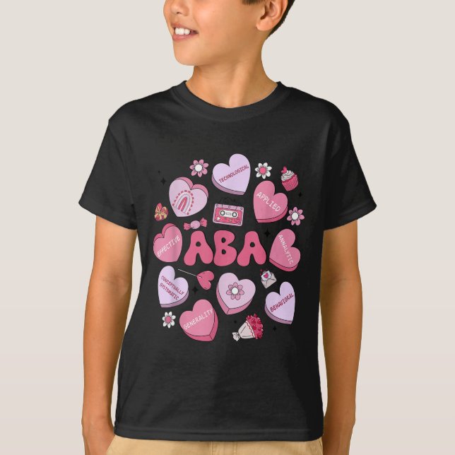 Cute Funny Aba Therapy Candy Heart Slp Behavior Va T-Shirt (Front)