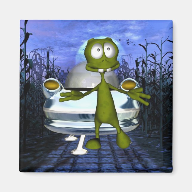 Cute funny Alien In Cornfield 1 Magnet (Front)