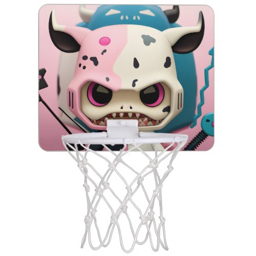 Cute funny alien monster cat with cow pattern mini basketball hoop