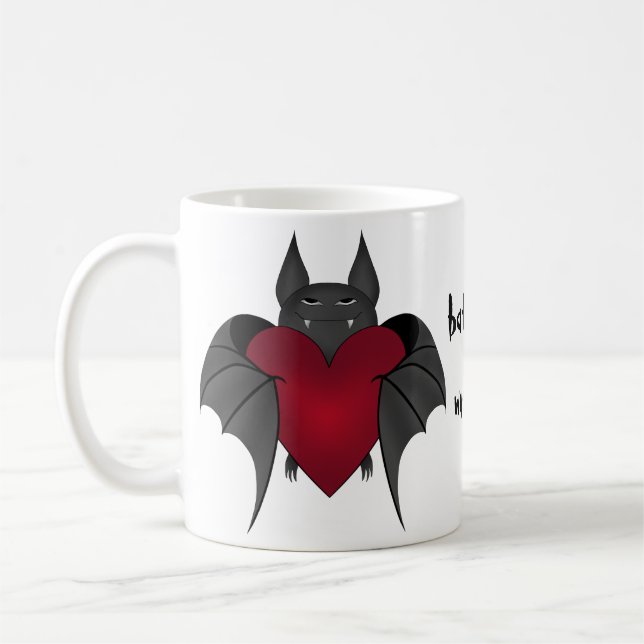 Cute funny amorous Valentines day bat Coffee Mug (Left)