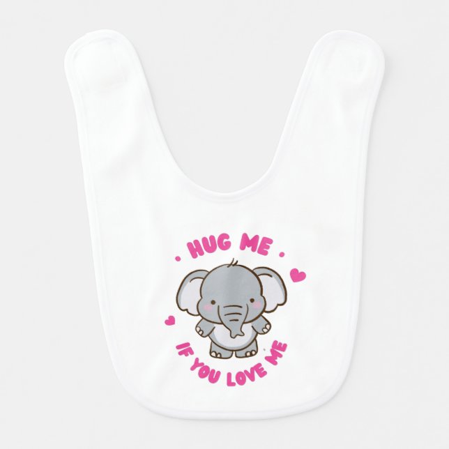 Cute Funny And Lovely Elephant  Baby Bib (Front)