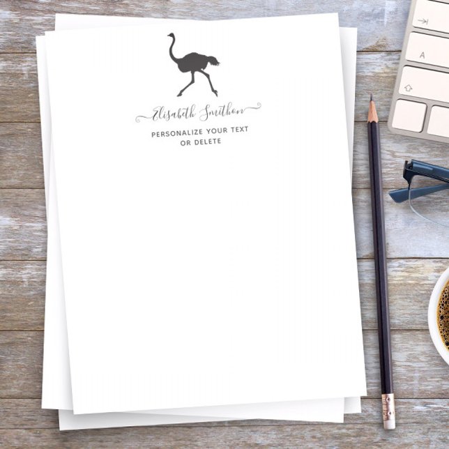 Cute Funny Animal Ostrich Bird Personal Stationery (Creator Uploaded)