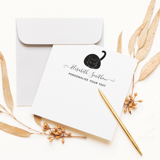 Cute Funny Animal Pet Cat Chic Personal Stationery Note Card (Creator Uploaded)