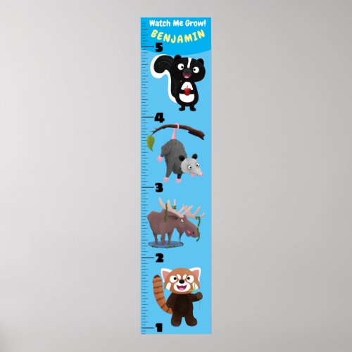 Cute funny animals cartoon growth chart