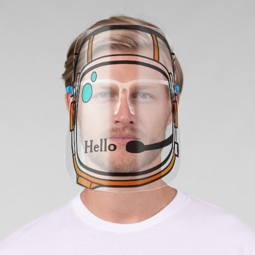Cute Funny Astronaut Helmet with Hello text Face Shield