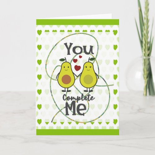 Cute Funny Avocado Couple You Complete Me Card