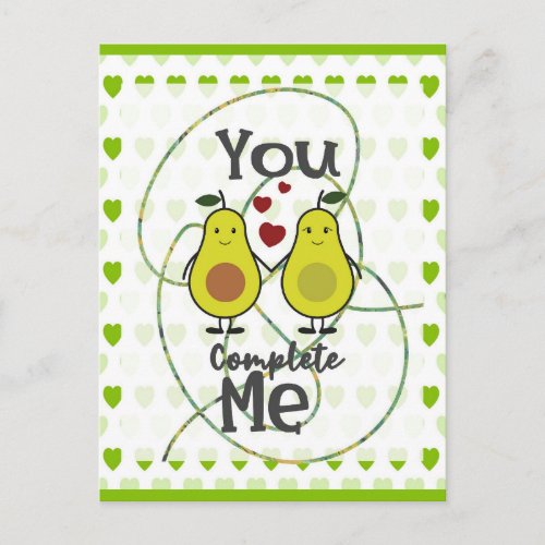 Cute Funny Avocado Couple You Complete Me Postcard