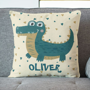 Cute Funny Baby Alligator Personalized Throw Pillow