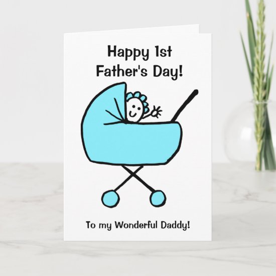 Cute Funny Baby Boy Cartoon First Father's Day Card