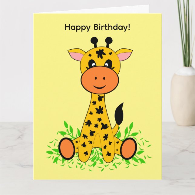 Cute funny baby giraffe for birthday    card (Front)