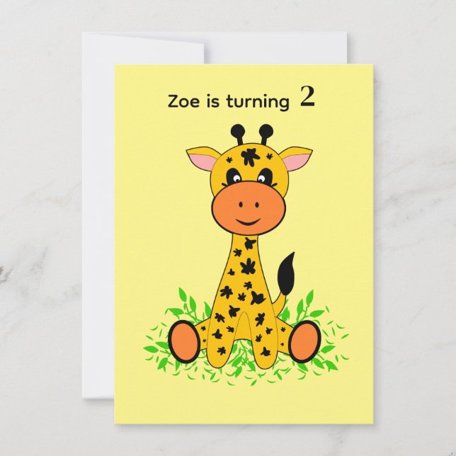 Cute funny baby giraffe for kids any age birthday  invitation (Front)