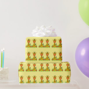 Cute funny baby giraffe for kids any age birthday wrapping paper