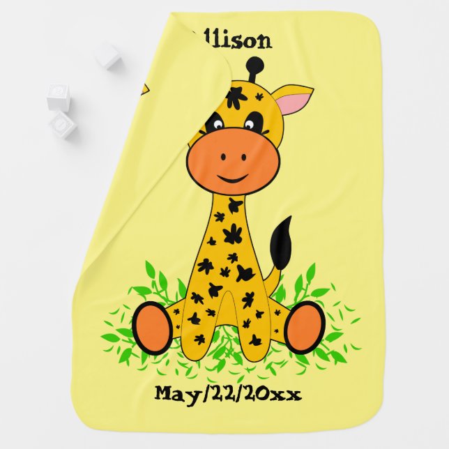 Cute funny baby giraffe for kids  baby blanket (In Situ)
