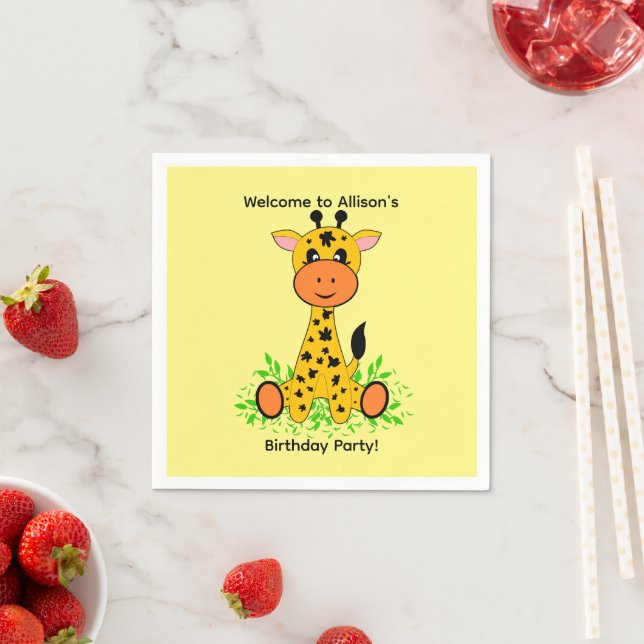 Cute funny baby giraffe for kids birthday   napkins (Insitu)