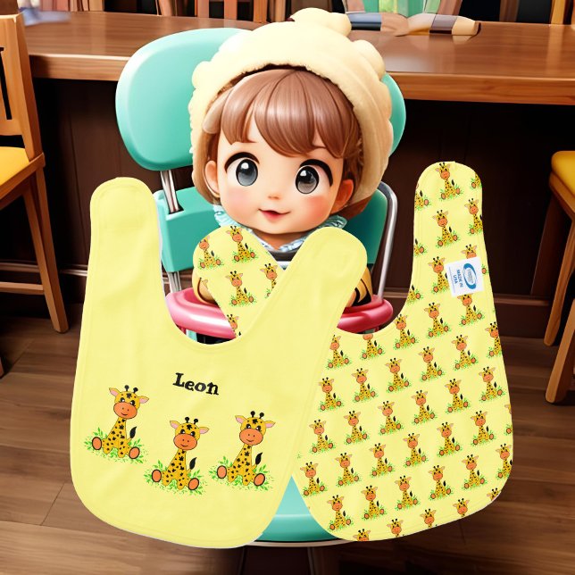 Cute funny baby giraffe for kids, custom bib (Creator Uploaded)