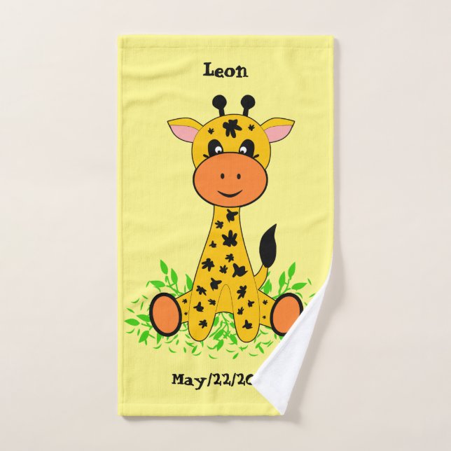 Cute funny baby giraffe for kids,   hand towel  (Hand Towel)