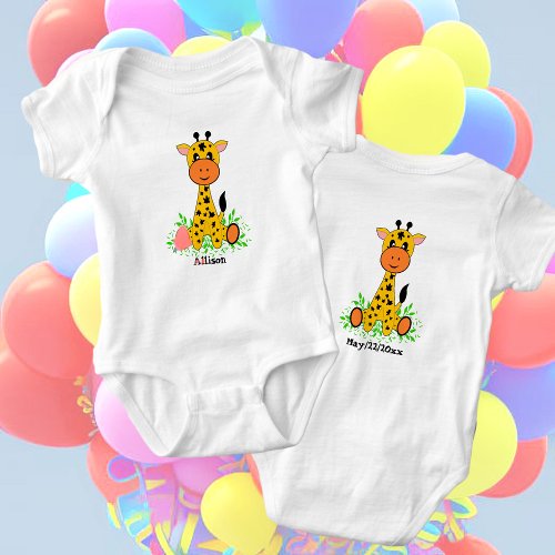 Cute funny baby giraffe personalizable baby bodysuit