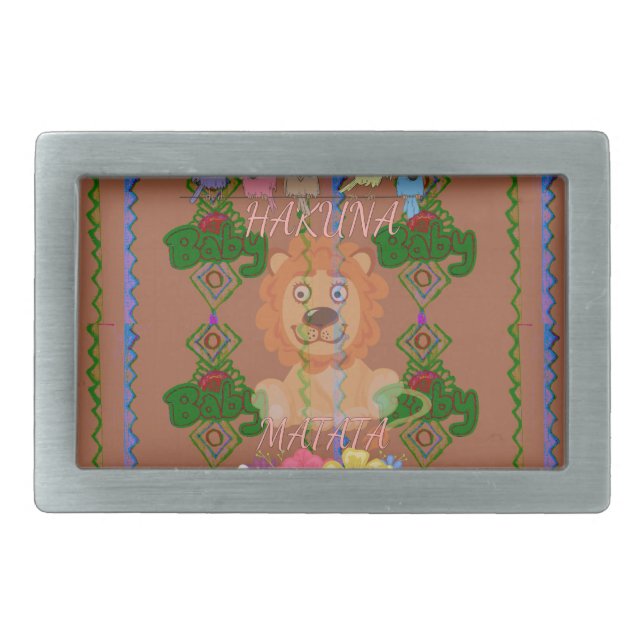 Cute Funny Baby Lion King: Hakuna Matata Design Belt Buckle (Front)