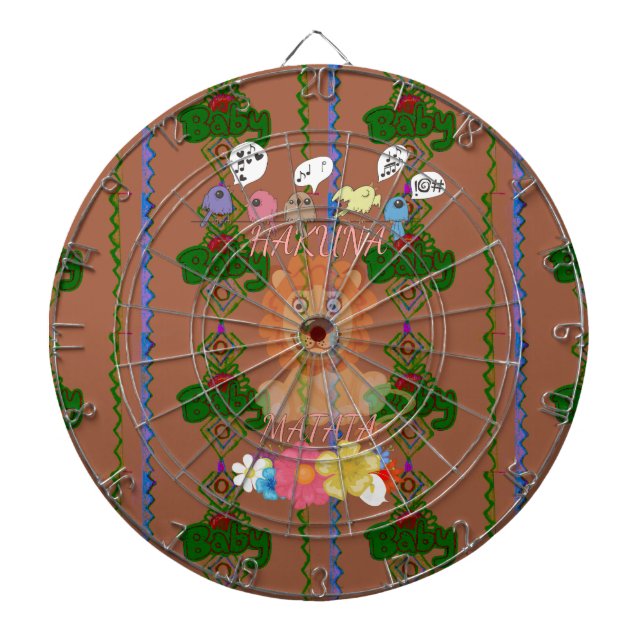 Cute Funny Baby Lion King: Hakuna Matata Design Dart Board (Front)