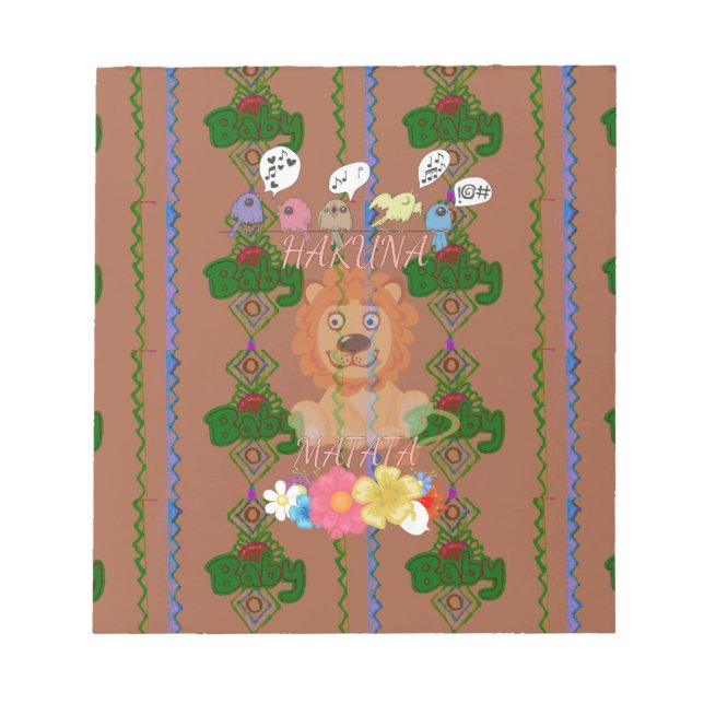 Cute Funny Baby Lion King: Hakuna Matata Design Notepad (Front)
