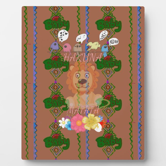 Cute Funny Baby Lion King: Hakuna Matata Design Plaque (Front)