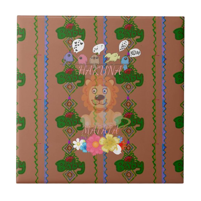 Cute funny Baby Lion King Hakuna Matata latest edg Tile (Front)