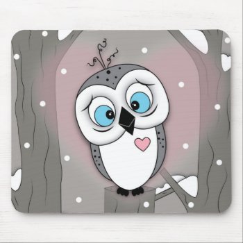 Cute Funny Baby Owl Cartoon Mouse Pad by HeeHeeCreations at Zazzle