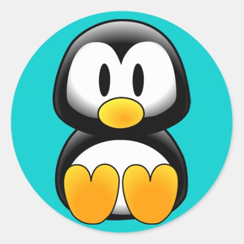 Cute Funny Baby Penguin Classic Round Sticker