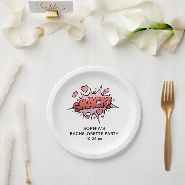 Cute Funny Bachelorette Party Retro Wedding Paper Plates (Wedding)