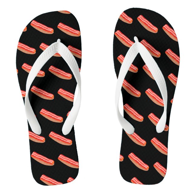 Cute Funny Bacon  Flip Flops (Footbed)