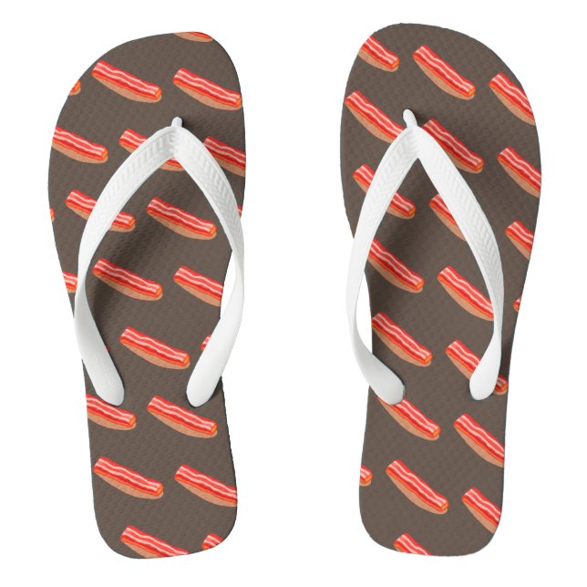 Cute Funny Bacon  Flip Flops (Footbed)