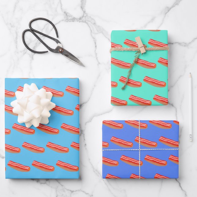 Cute Funny Bacon  Wrapping Paper Sheets (Front)