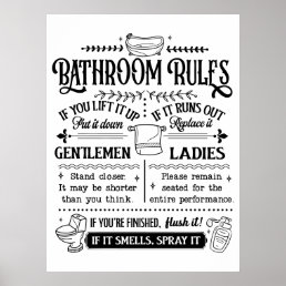 Cute Funny Bathroom Rules  Poster