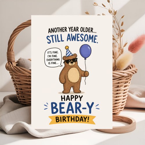Cute Funny Bear Birthday Card