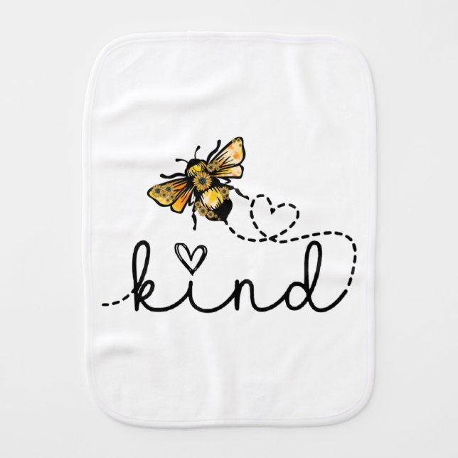 Cute & Funny Bee Kind Baby Burp Cloth (Front)