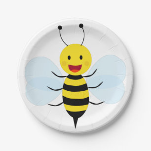 Cute funny bee paper plates