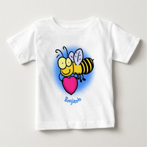 Cute funny bee with heart cartoon illustration baby T_Shirt
