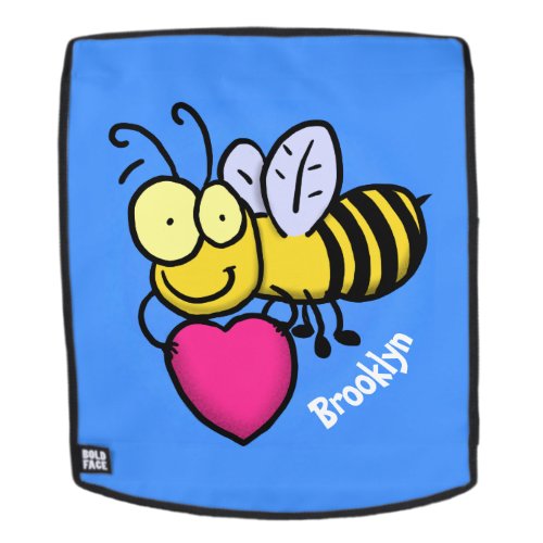 Cute funny bee with heart cartoon illustration backpack