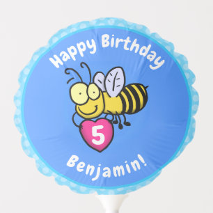 Cute funny bee with heart cartoon illustration balloon