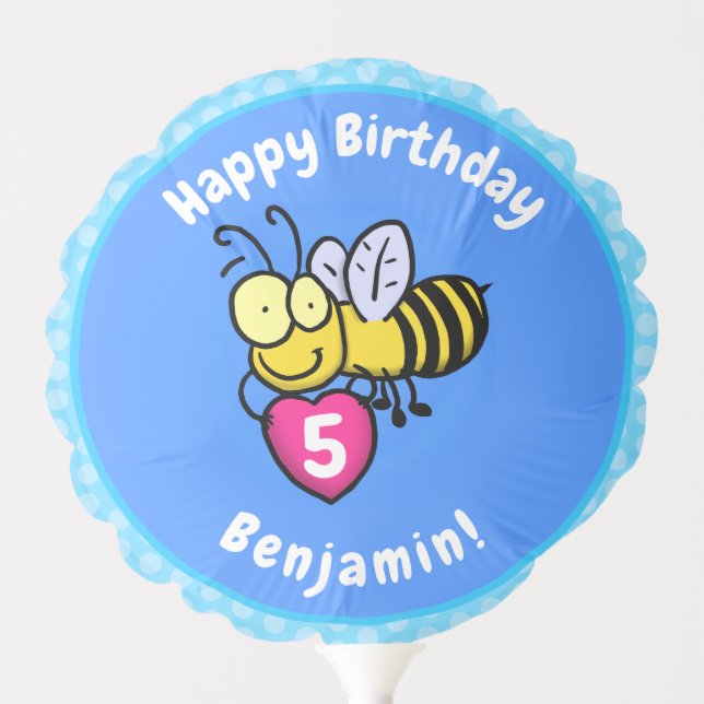 Cute funny bee with heart cartoon illustration balloon (Front)