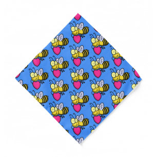 Cute funny bee with heart cartoon illustration bandana