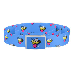 Cute funny bee with heart cartoon illustration belt