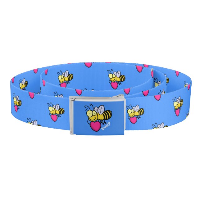 Cute funny bee with heart cartoon illustration belt (Coil)